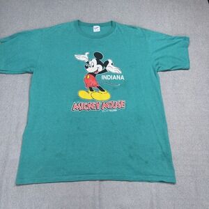 Vintage 90s Mickey Mouse Indiana Velva Sheen Single Stitch USA T Shirt XL